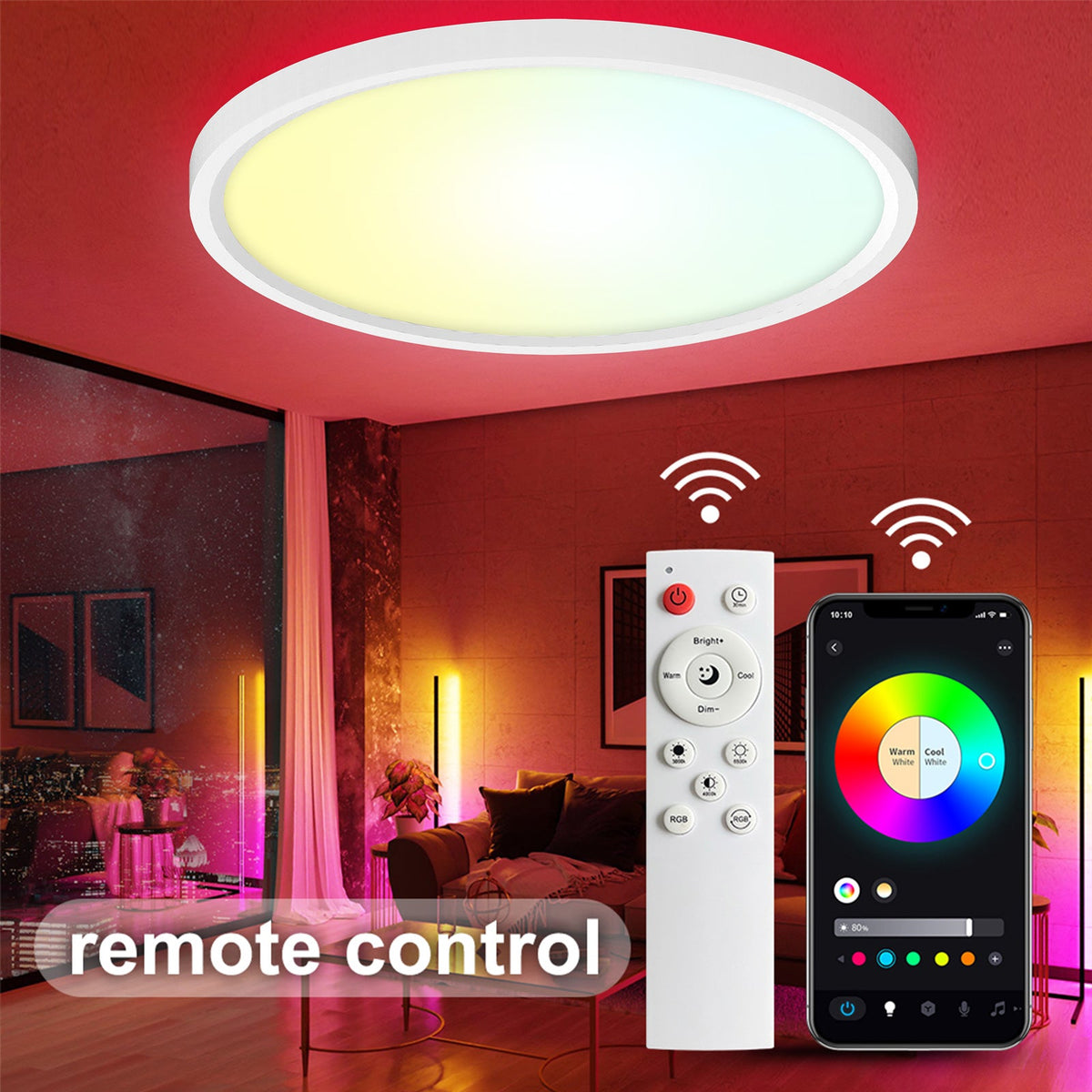 WiFi and Bluetooth Smart LED Ceiling Light Flush Mount for Bedroom view 10