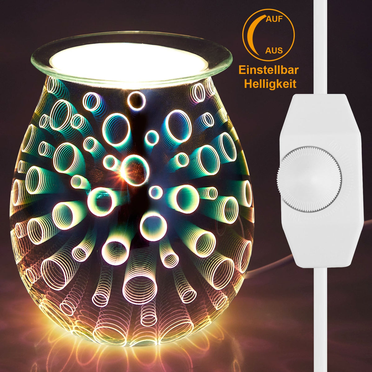 Electric Wax Melter Dimmable 3D Glass Circle Candle for Home Fragrance view 10