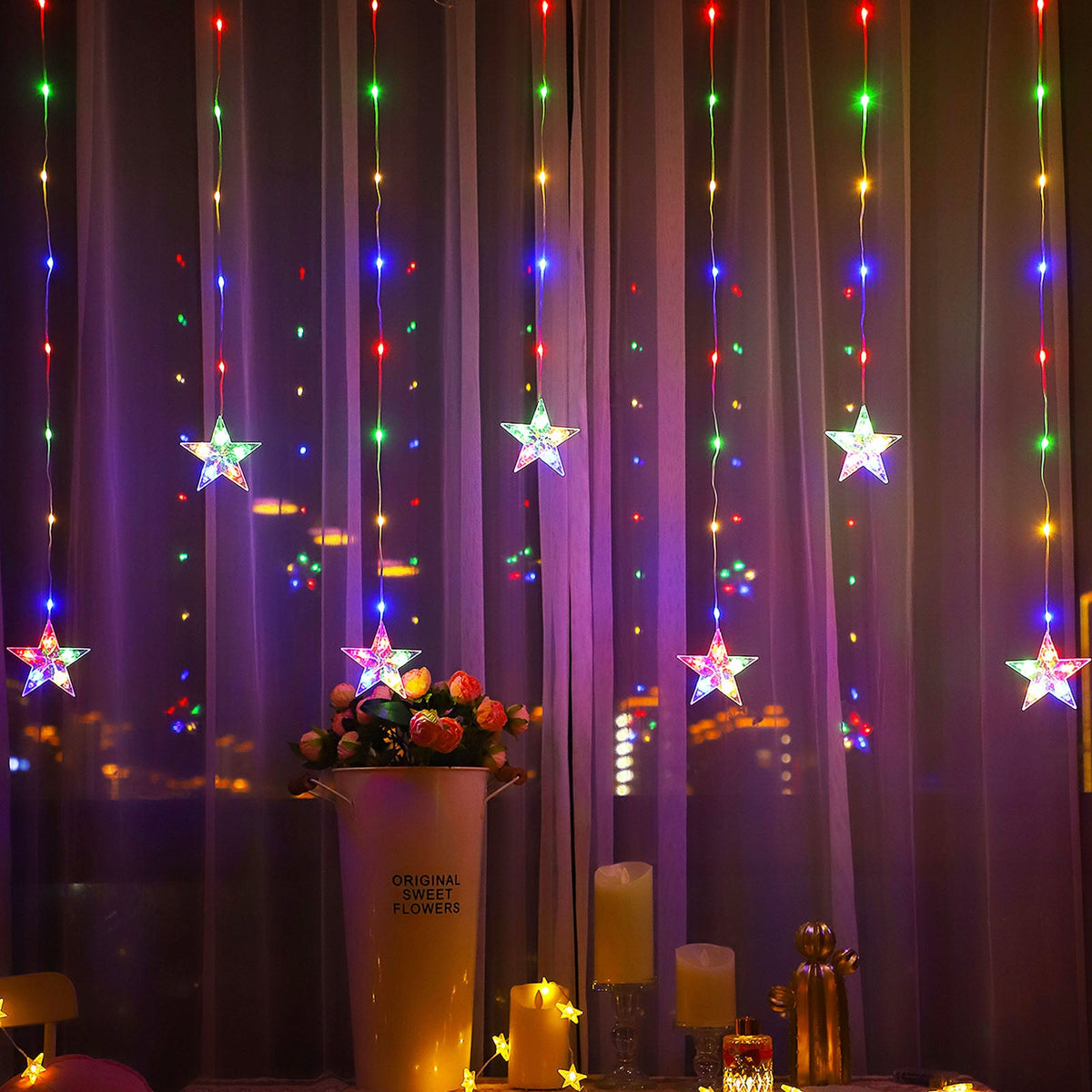 Waterproof LED Curtain Icicle String Light 2M 82LEDs for Window Decor view 2