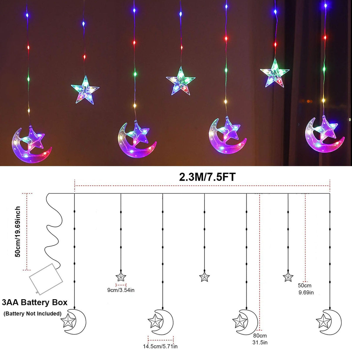 Waterproof LED Curtain Icicle String Light 2.3M 82LEDs for Party Decor view 7