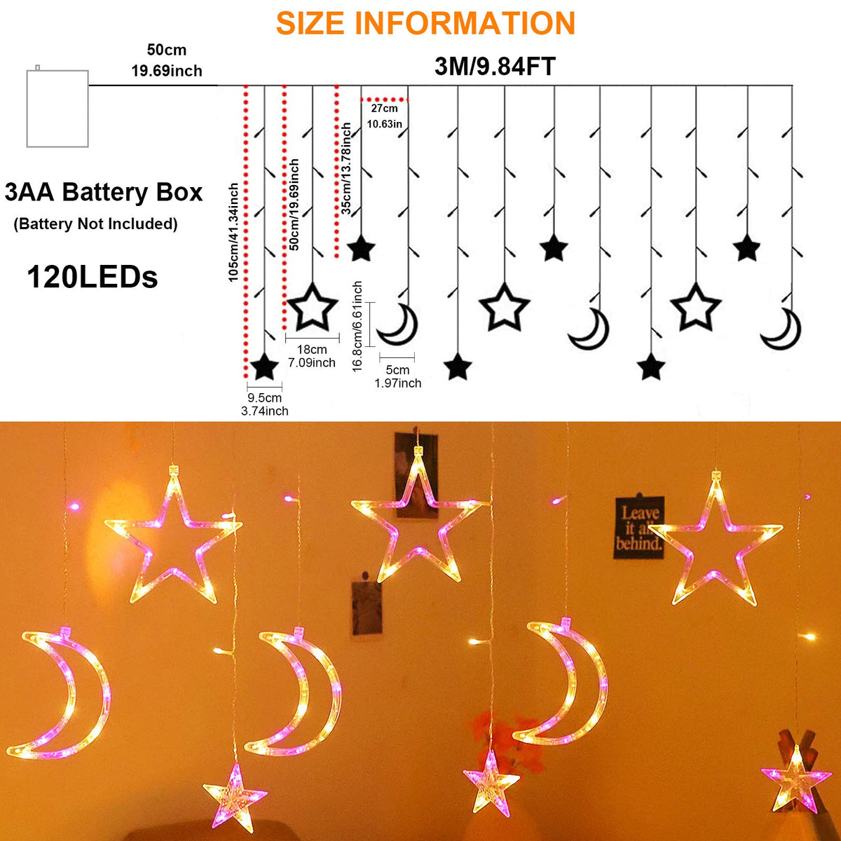 Waterproof LED Curtain Icicle String Light 3M 120LEDs for Window Decor view 14