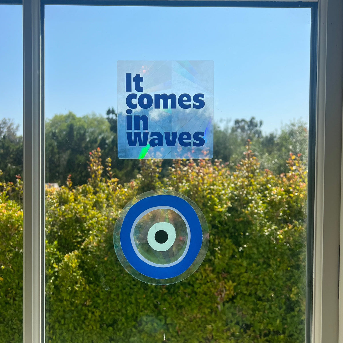 Blue Evil Eye Sun Catcher Sticker for Home Windows and Rainbow Decor view 3