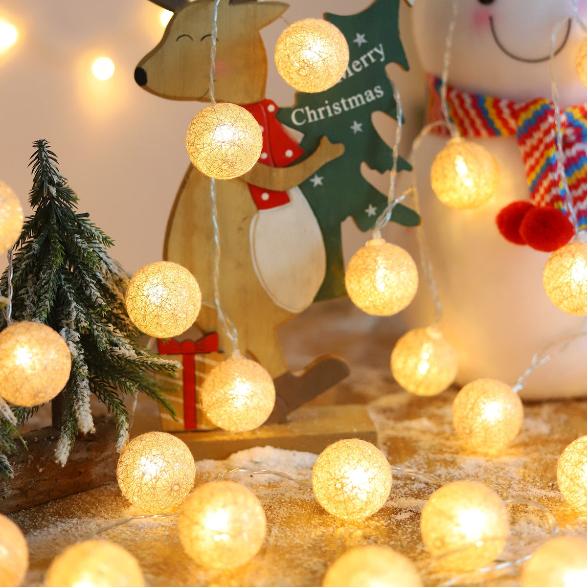 LED Cotton Balls String Light 10 20LEDs for Bedroom and Party Decor view 2