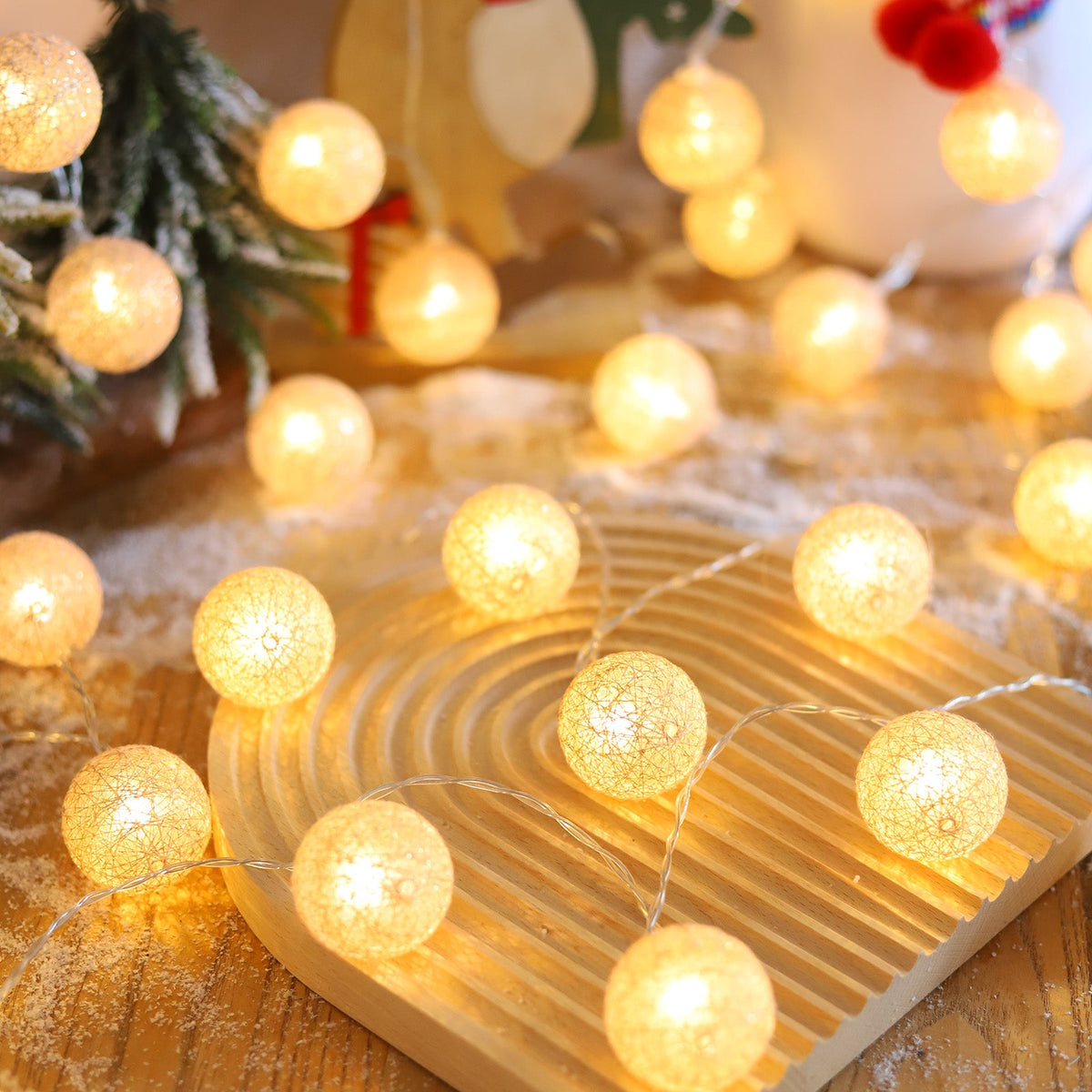 LED Cotton Balls String Light 10 20LEDs for Bedroom and Party Decor