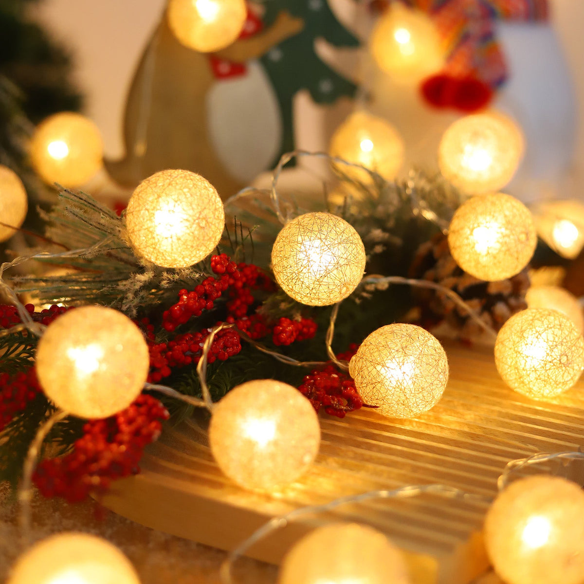 LED Cotton Balls String Light 10 20LEDs for Bedroom and Party Decor view 5