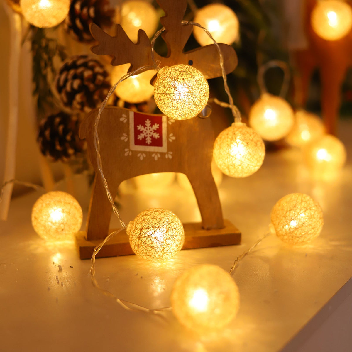 LED Cotton Balls String Light 10 20LEDs for Bedroom and Party Decor view 3