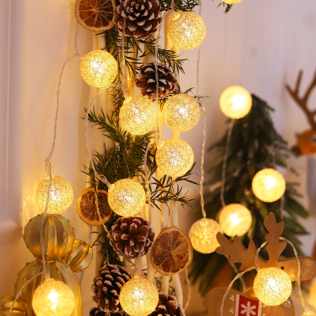 LED Cotton Balls String Light 10 20LEDs for Bedroom and Party Decor view 7