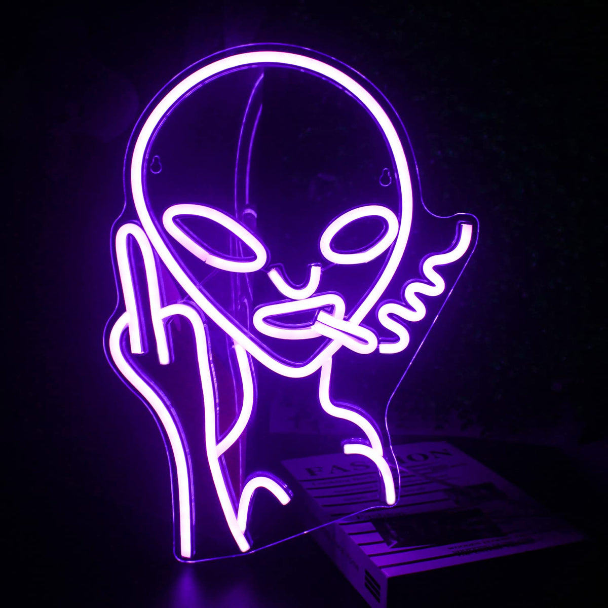 LED Green Alien Neon Signs for Bedroom Game Room and Wall Decor view 2