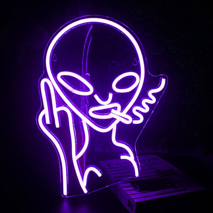 LED Green Alien Neon Signs for Bedroom Game Room and Wall Decor view 2