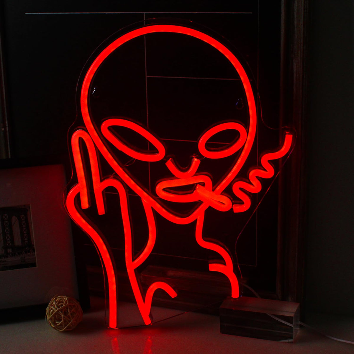 LED Green Alien Neon Signs for Bedroom Game Room and Wall Decor view 5