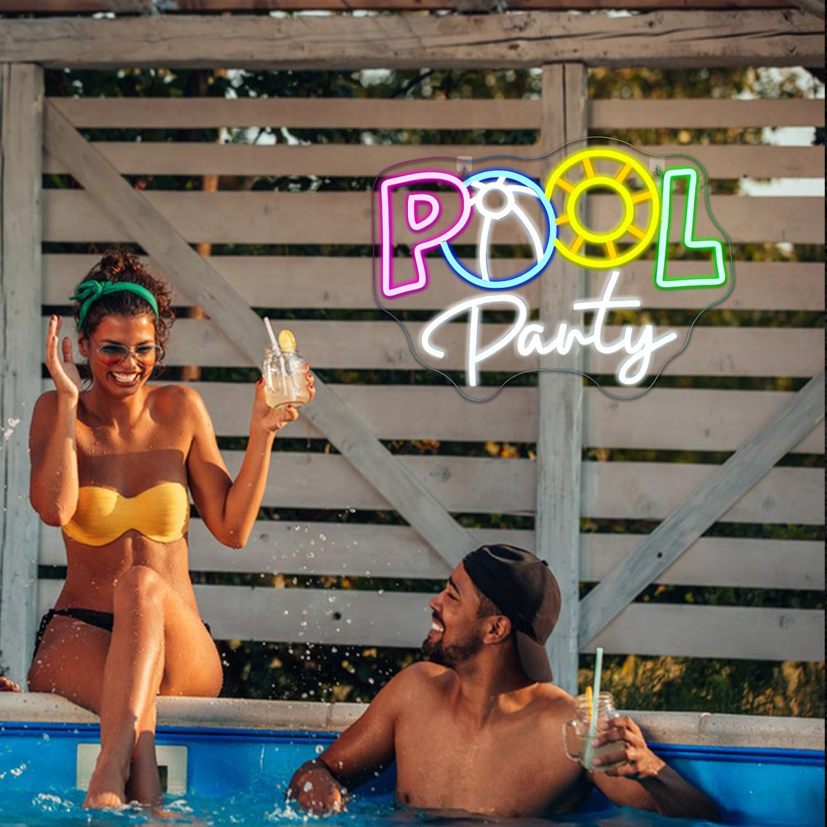 Pool Party Neon Sign LED Light for Bar Patio and Game Room Decor view 2