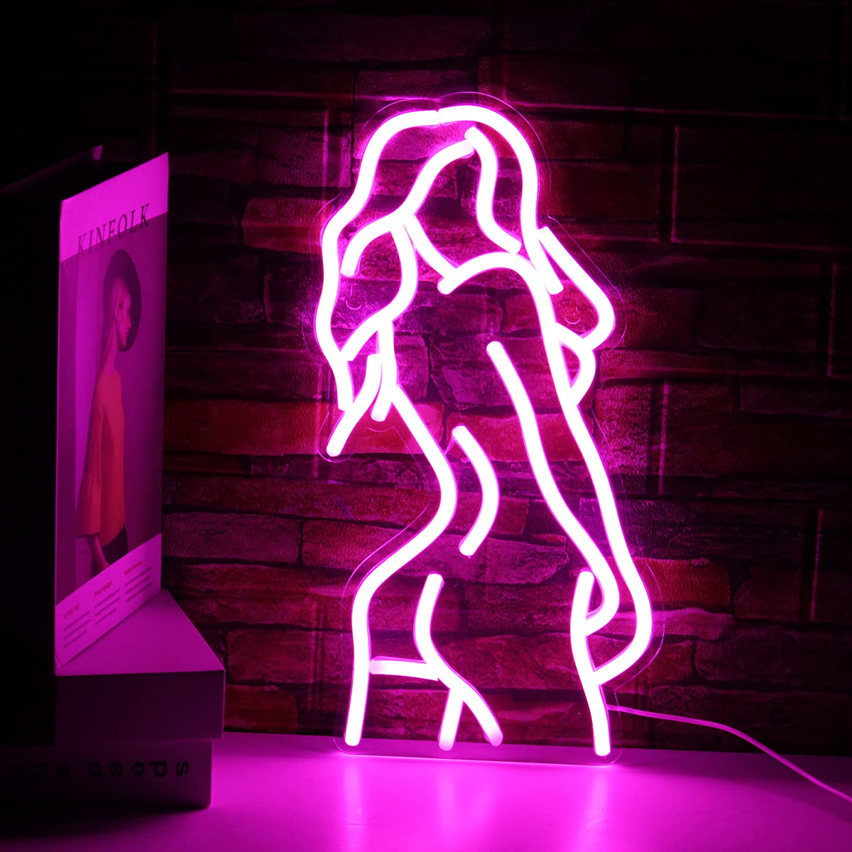 Lady Neon Sign Pink LED Bedroom Lights for Wall Decor and Bars view 2