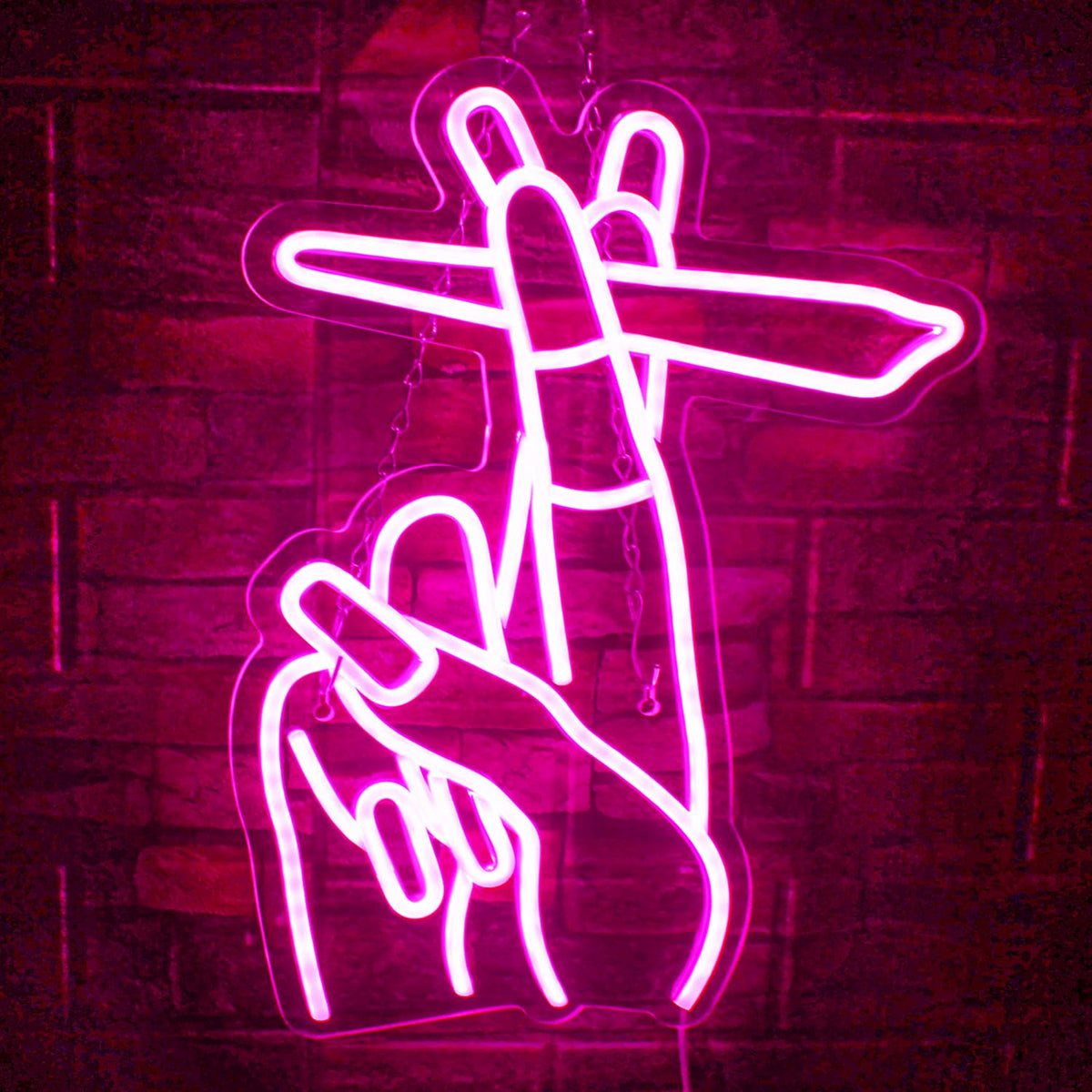 Hand Neon Signs Pink LED Wall Decor for Bedroom Living Room Bar view 2