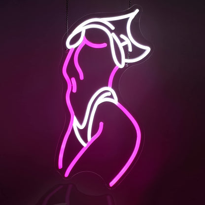 Lady Neon Signs Pink and White LED Wall Decor for Preppy Room view 2