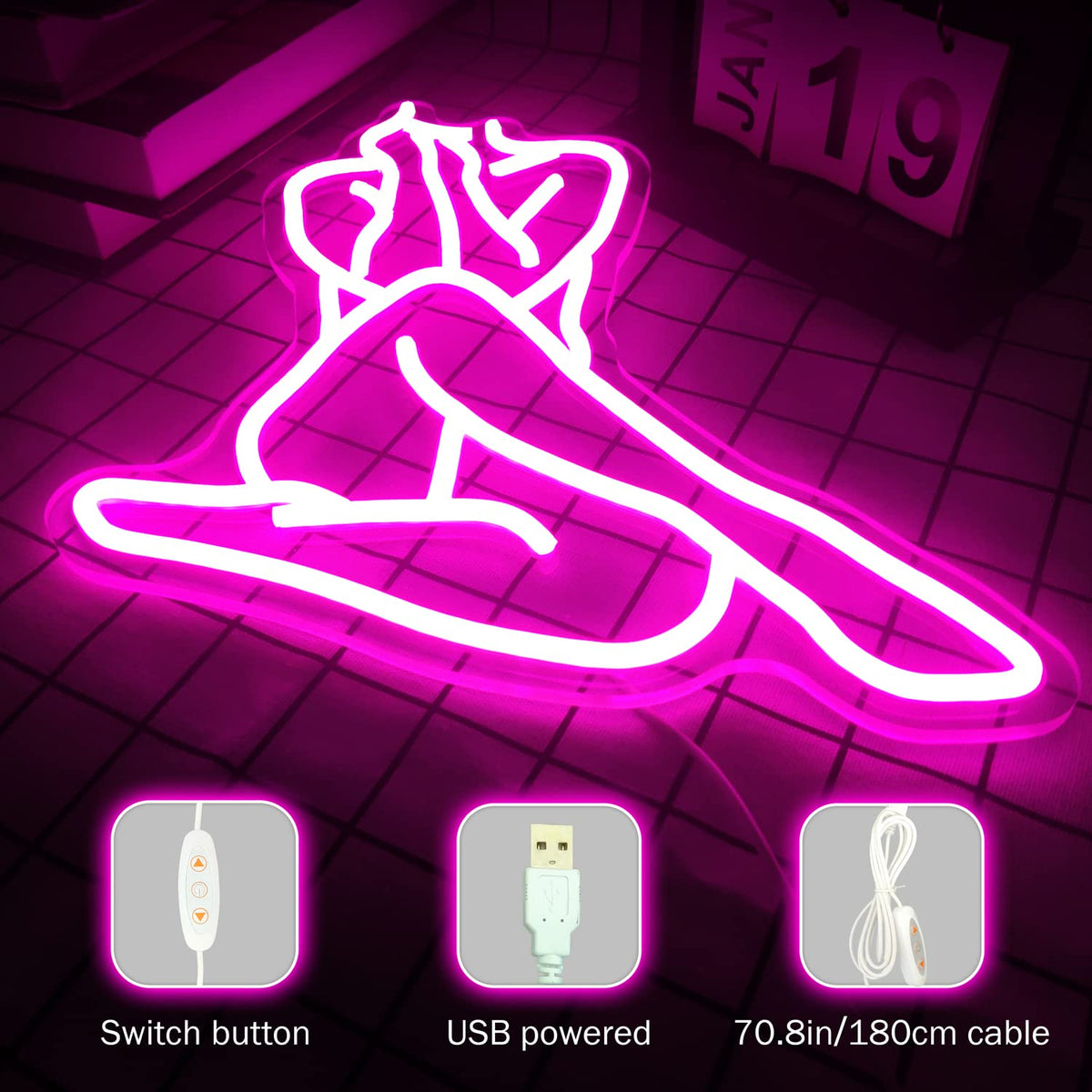 Lady Neon Sign Dimmable LED Wall Decor for Bedroom Man Cave Home Bar