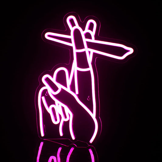 Hand Neon Signs Pink LED Wall Decor for Bedroom Living Room Bar