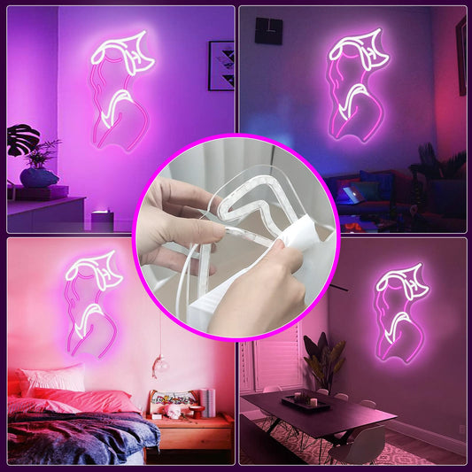 Lady Neon Signs Pink and White LED Wall Decor for Preppy Room