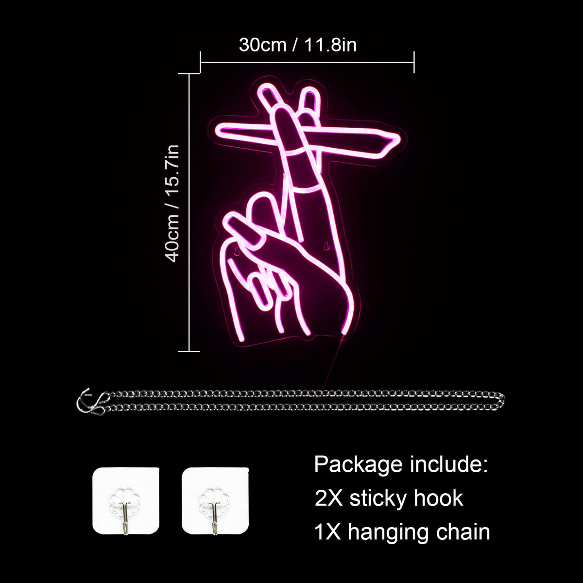Hand Neon Signs Pink LED Wall Decor for Bedroom Living Room Bar view 3