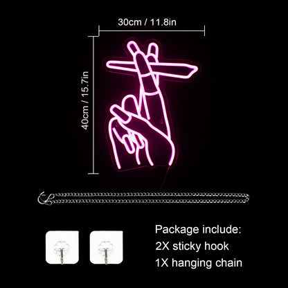 Hand Neon Signs Pink LED Wall Decor for Bedroom Living Room Bar view 3