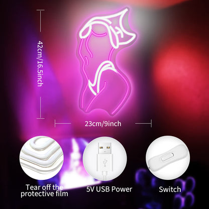 Lady Neon Signs Pink and White LED Wall Decor for Preppy Room view 4