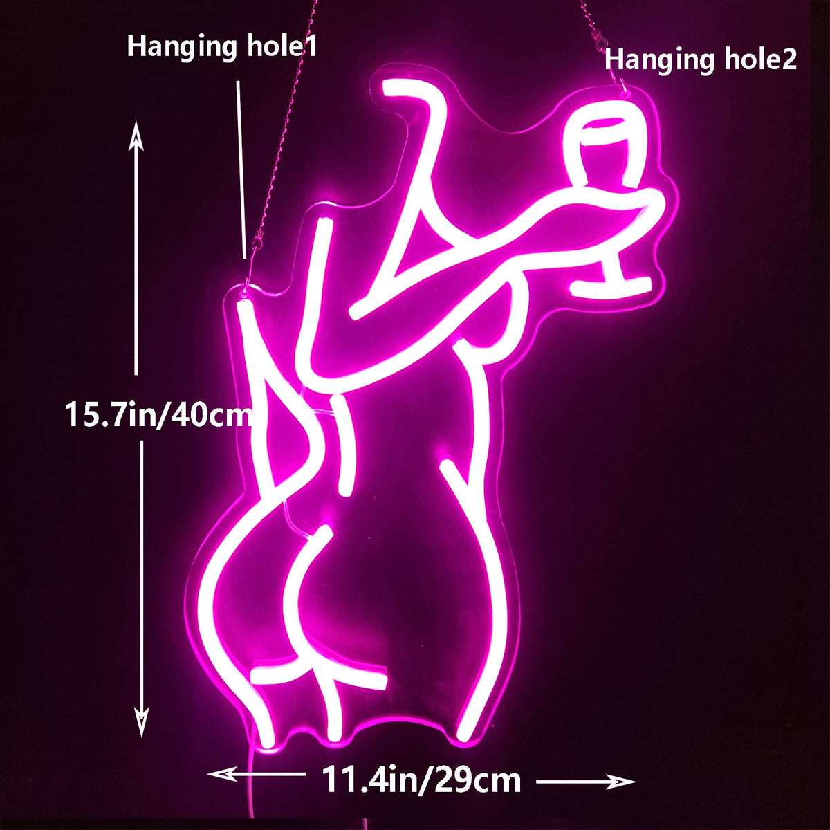 LED Neon Pink Lady Sign Dimmable Decor for Bedroom Bar Store view 5