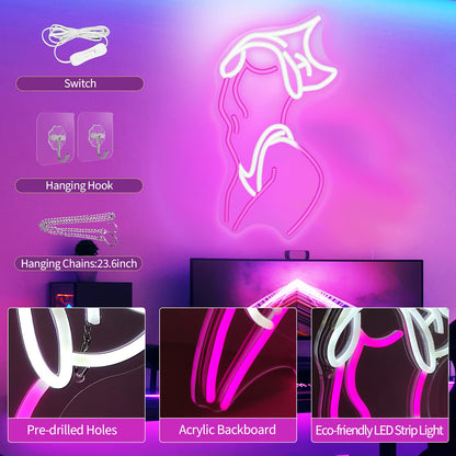 Lady Neon Signs Pink and White LED Wall Decor for Preppy Room view 5