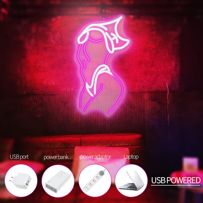 Lady Neon Signs Pink and White LED Wall Decor for Preppy Room view 6