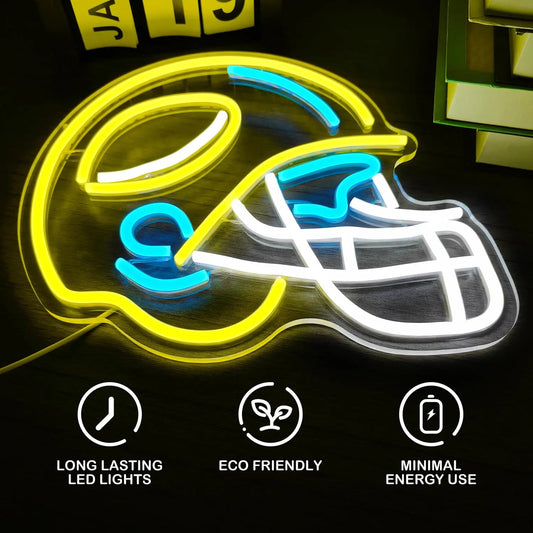 Football Neon Sign Helmet LED Light for Man Cave and Wall Decor